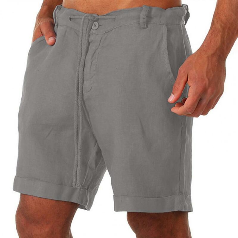 Shorts de linho masculino para praia, solto, algodão, lazer, selvagem, moda verão, novo