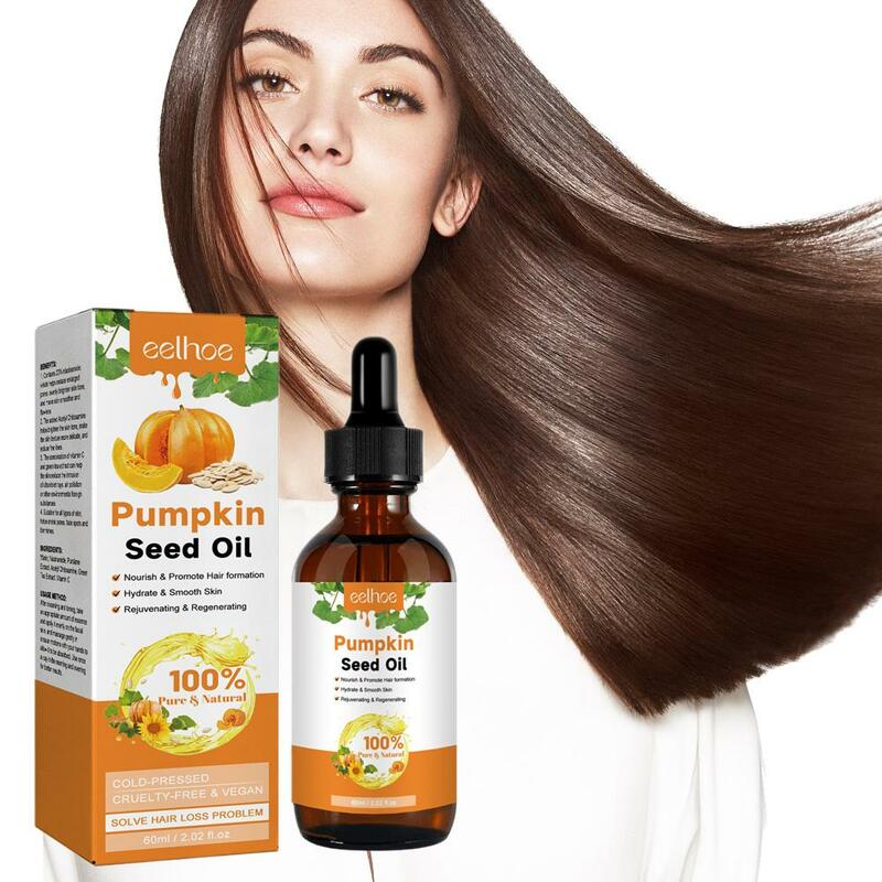Масло из семян тыквы, эфирное масло, питательная эссенция для восстановления кожи головы, средство для ухода за волосами, поврежденные волосы, 60 мл, G2V4