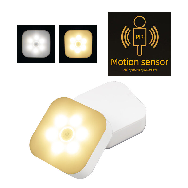 ใหม่ Led Light Light สมาร์ท Motion Sensor โคมไฟกลางคืน LED แบตเตอรี่ดำเนินการ WC ข้างเตียงโคมไฟสำหรับห้องโถงทางเดินห้องน้ำ DA