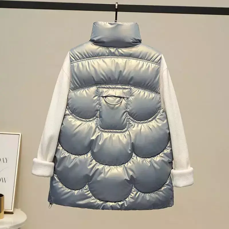 Chaleco corto de algodón para mujer, chaqueta sin mangas, holgada e informal, talla grande, para otoño e invierno, novedad de 2024