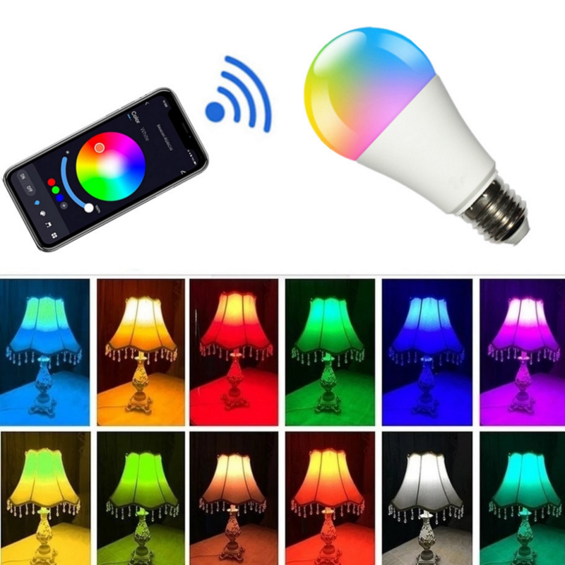 VnnZzo RGB Bluetooth สมาร์ทหลอดไฟ Tuya APP ควบคุมหรี่แสงได้15วัตต์ E27 RGB + CW + WW LED เปลี่ยนสีได้โคมไฟใช้งานร่วมกับ IOS/Android