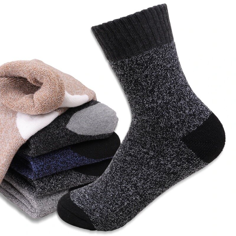Супертолстые зимние шерстяные мужские термоноски, теплые спортивные носки из хлопчатобумажной шерсти, мужские махровые носки для холодного снега