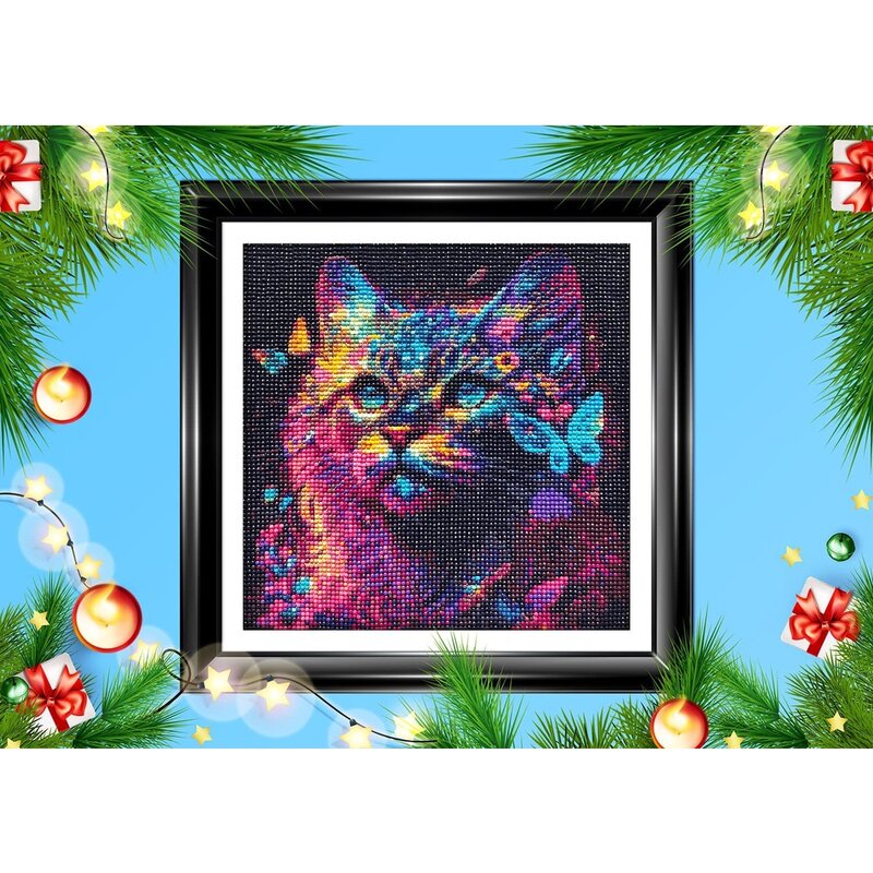 Tier Diamant Kunst Malerei Kits für Anfänger Erwachsene bunte Katze und Schmetterling 5d Diamanten Kunst handwerk für Weihnachts geschenk
