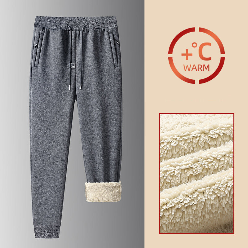 Winter Cashmere Pants Men's Fleece Warm Thick Casual Sports Pants High Quality Fashion Drawstring Large Size Jogger Pants L-8Xl