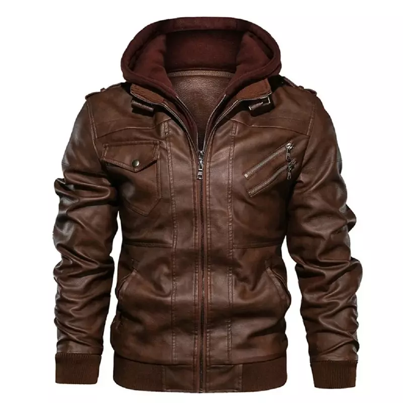 Jaqueta de couro PU masculina, casacos casuais de motociclista, outono, nova