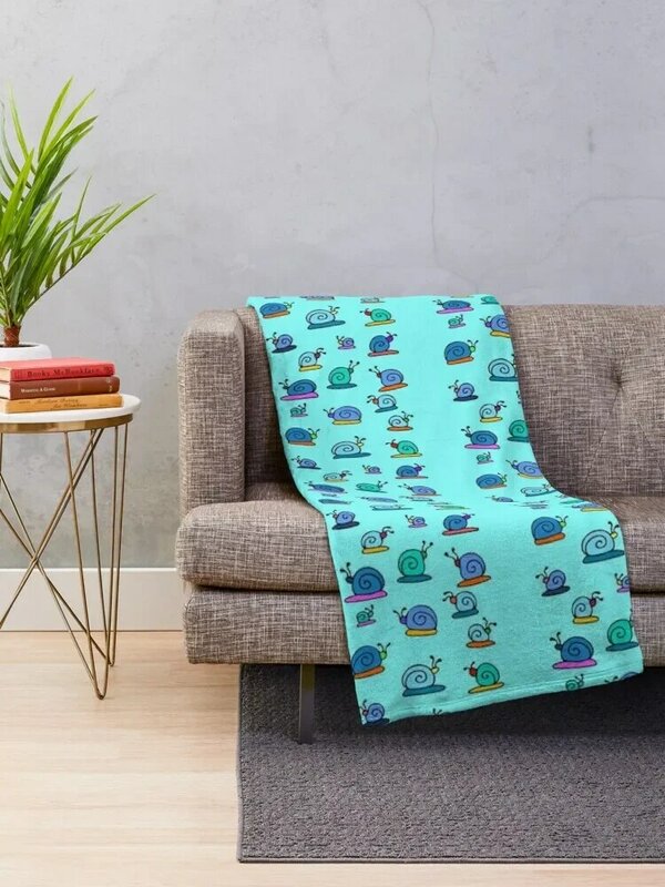 화려하고 귀여운 달팽이 패턴 (청록색) 던지기 담요, 잠자기 위해 무거운 럭셔리 디자이너 담요