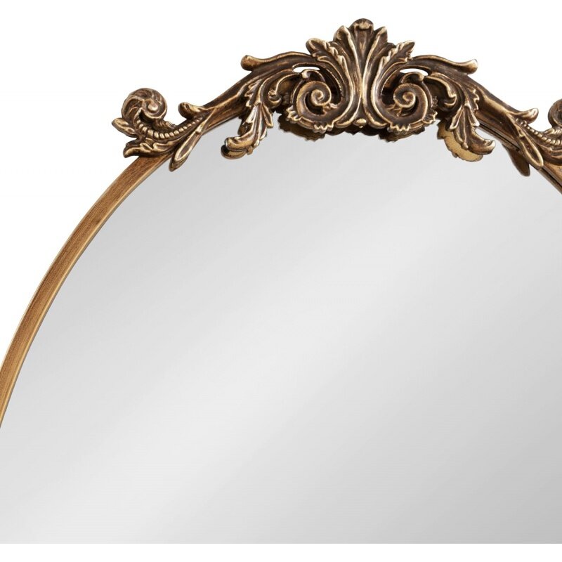 Kate and Laurel Arendahl Traditional Vertical Oval Wall Mirror, 24 x 36, Antique Gold, Vintage Glam Baroque-Inspired Round Bathr