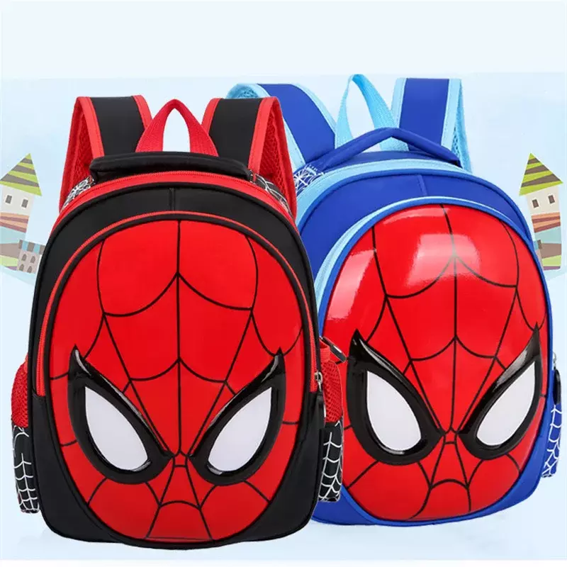 Marvel Spider Man กระเป๋าเป้สะพายหลังกระเป๋าเป้สะพายหลัง Superhero 3D เด็กกระเป๋าเป้สะพายหลังโรงเรียนอนุบาลเด็กกระเป๋าการ์ตูนของขวัญ