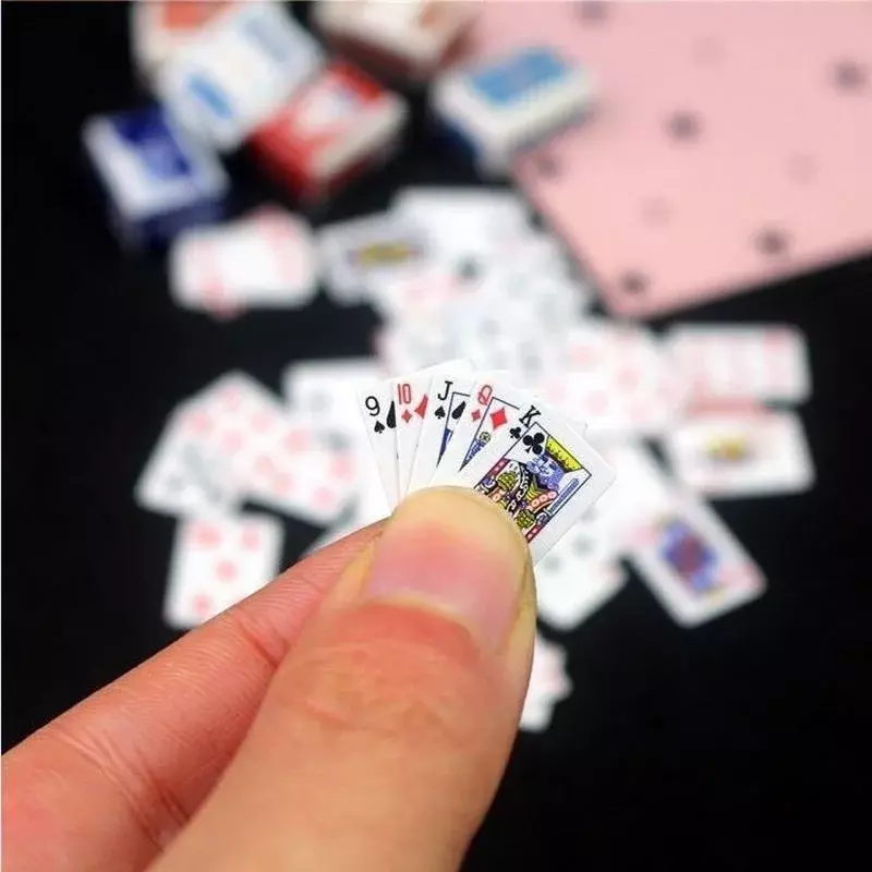 1Set Mini Poker Cards 1:12 Cute Miniature Playing Cards Games for Children Funny Doll Kids Toys Dollhouse Accessories Table Game