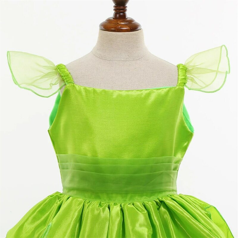 Festiwalowa impreza dzwoneczek kostium wróżka księżniczka sukienka dla dziewczynek jednoczęściowa świąteczna odzież dziecięca dla dzieci zielone buty skrzydło