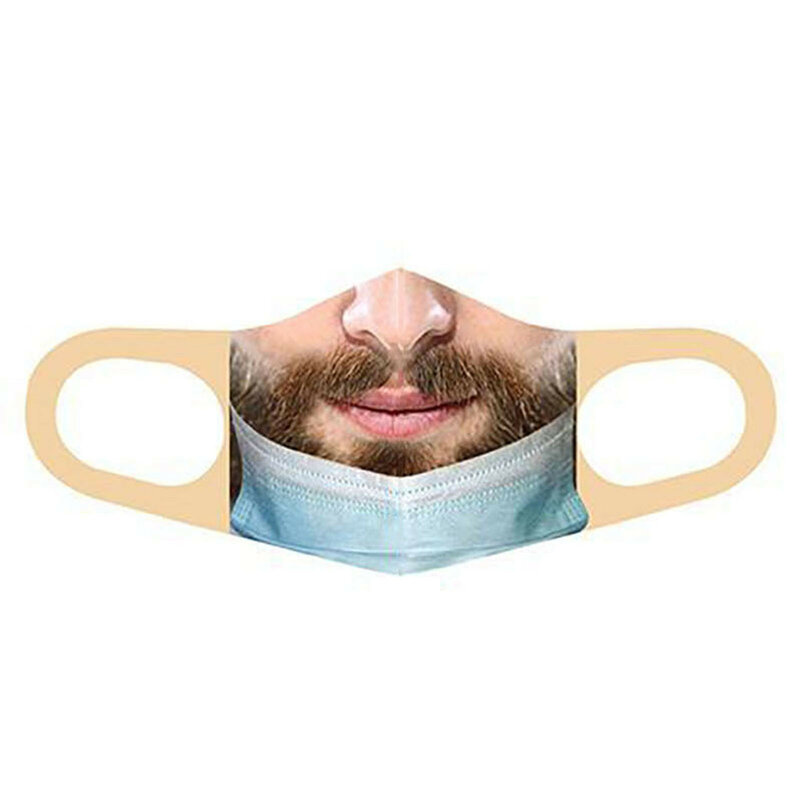 성인용 재미있는 프린트 야외 방풍 마스크, 세척 및 재사용 가능한 귀 장착 보호 마스크, 무취 편안한 얼굴 마스크