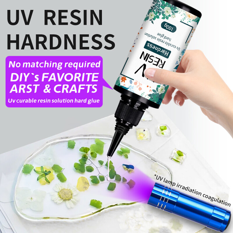 UV Resins Glue Lamp Adhesive Fast Drying Transparent High Hardness Epoxy Resin Adhesive UV Solar Curing Epoxy Resin for 20g/50g