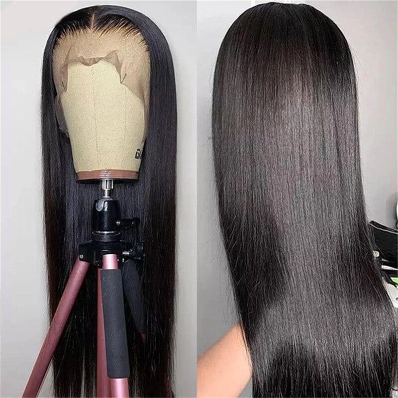 Прямые передние парики на сетке 13x6 HD, парики из человеческих волос для черных женщин, бразильские человеческие волосы Remy, прозрачные передние парики на сетке, предварительно вырезанные