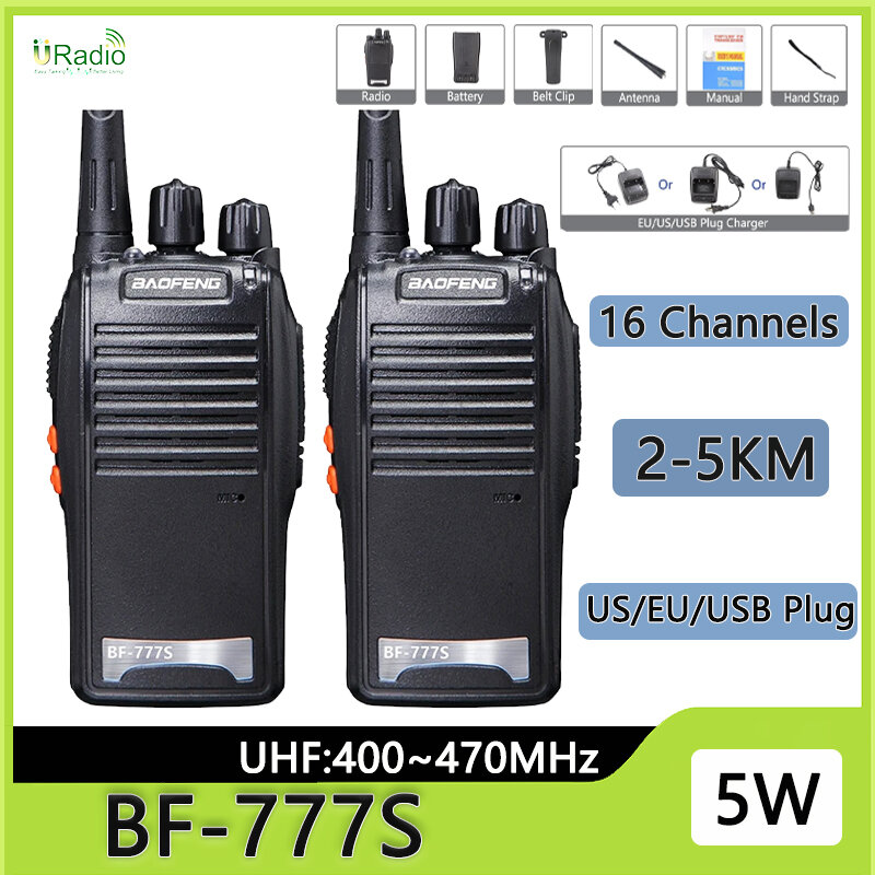 Baofeng BF-777S Original Portable 5W Two Way Ham Radio UHF 400-470MHz Single Band LED Flashlight Fast Charge Walkie Talkie Black