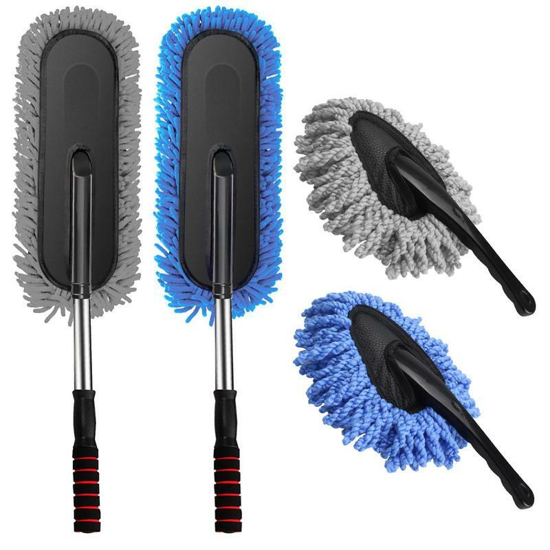 Detergente multiuso Mop per lavaggio auto manico scalabile spazzola per la rimozione della polvere spazzole per auto in microfibra strumento per il lavaggio accessori per auto