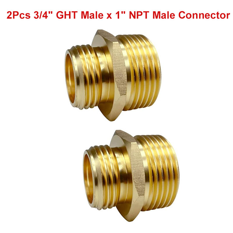 Conector macho NPT de latón para manguera de jardín, adaptador de conexión de tubería de agua, 2 piezas, 3/4 pulgadas