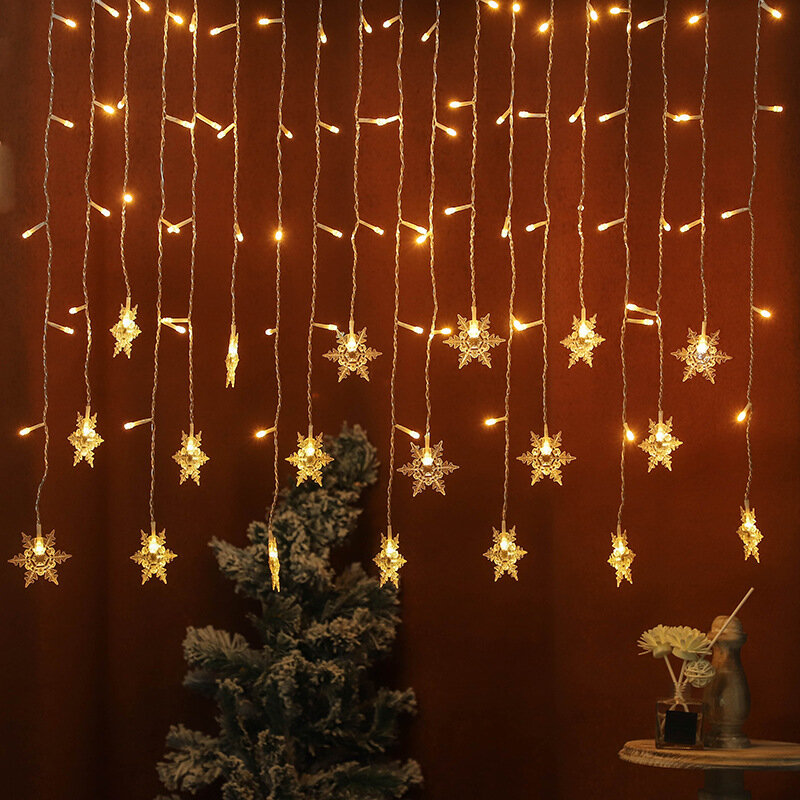 Christmas Snowflake lights Curtain String Light Waterfall Outdoor Decoration 5M Droop Fairy Led Lights for Garden Party Holiday