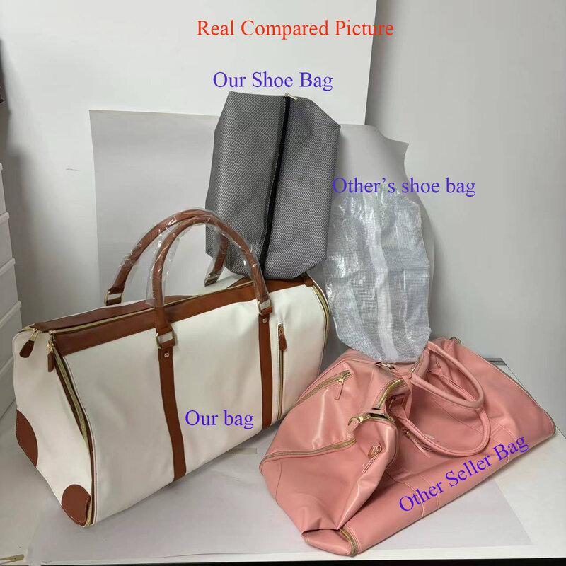 Bolsa de ropa de cuero PU con letras personalizadas para mujer, bolsa de traje de lona plegable de gran capacidad, bolsas de equipaje de viaje versátiles informales