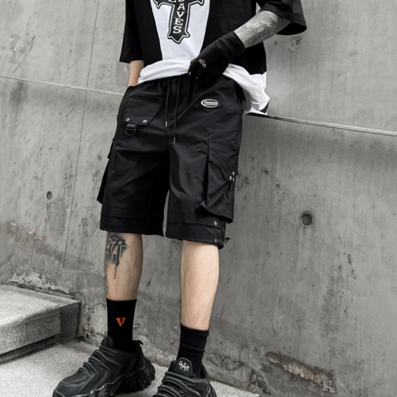 Мужские летние шорты-карго в техническом стиле Y2K, тактические прямые укороченные брюки с несколькими карманами, летние шорты, 2024