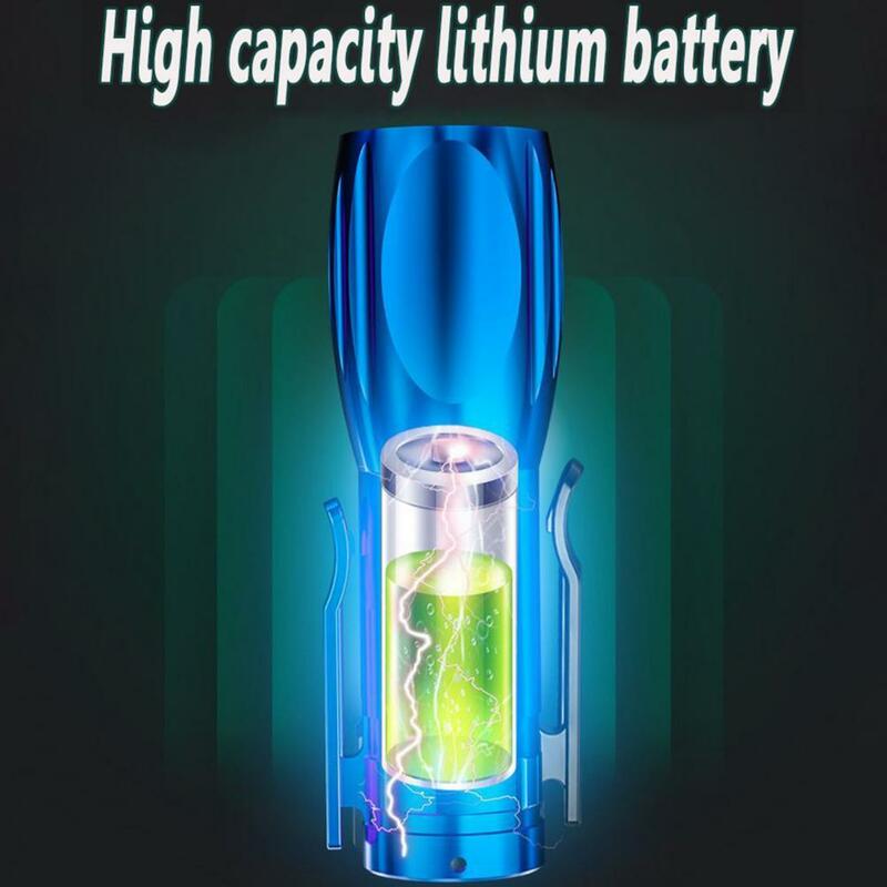 Poderosa lanterna estroboscópica LED impermeável, alto lúmens leve, carregamento USB portátil para uso emergencial