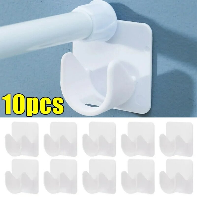 Strong Curtain Rod Bracket Holders Hooks Self-adhesive Adjustable Wall Curtain Fixed Clip Hanging Rack Hook Bathroom Accessories