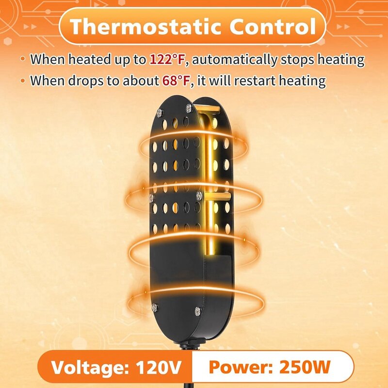 Aquecedor aquecedor submersível de frango, Deicer termostático, US Plug, 250 W
