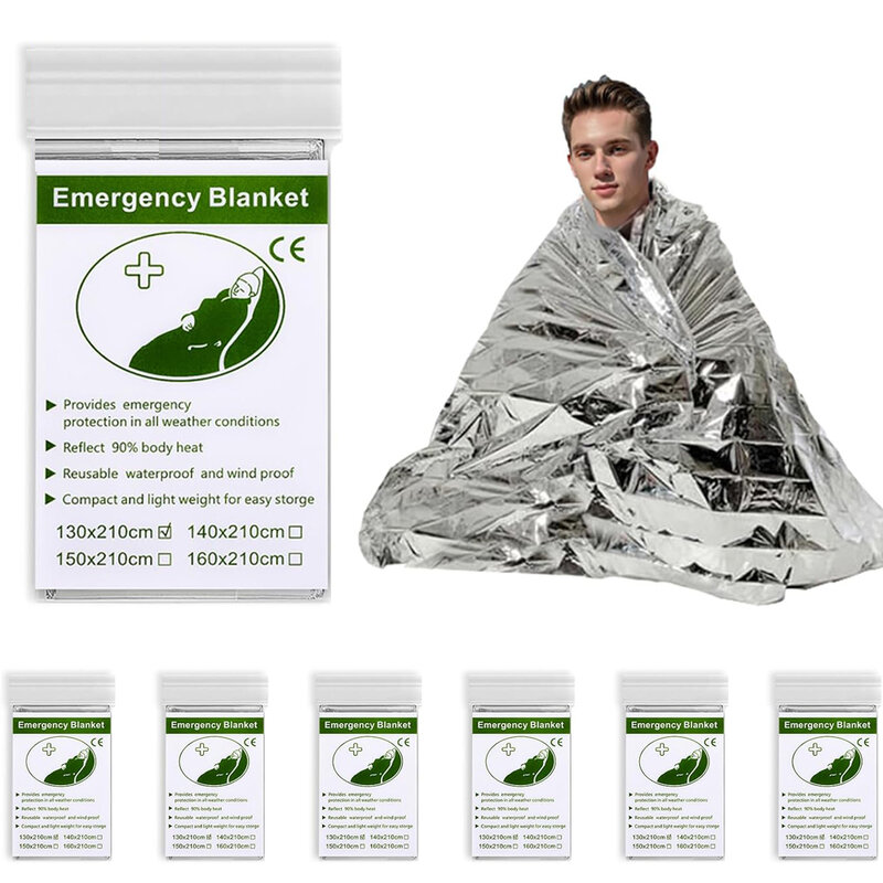 Cobertor de sobrevivência de folha de emergência Cobertores térmicos Mylar, perfeitos para caminhadas, maratonas ou primeiros socorros