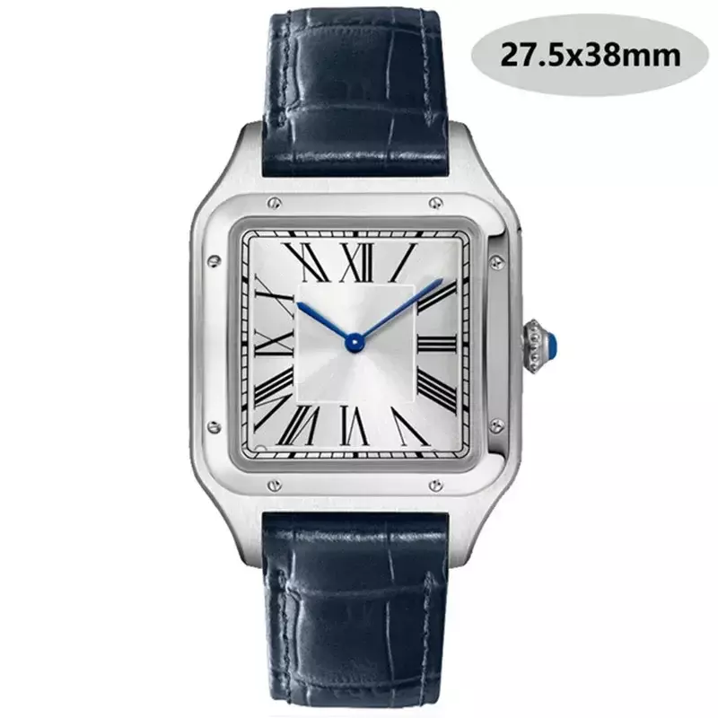 Luxury High Quality Lovers Quartz Watch Mens Women Fashion Square Leather Men Gold White Sapphire Wristwatch