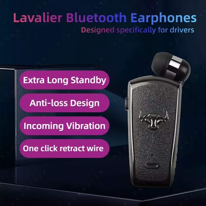 Trouvaille słuchawki bezprzewodowe w lotosie słuchawki Bluetooth bezobsługowy zestaw słuchawkowy wibrować słuchawki douszne z wysuwanym drucianym przypinany kołnierz