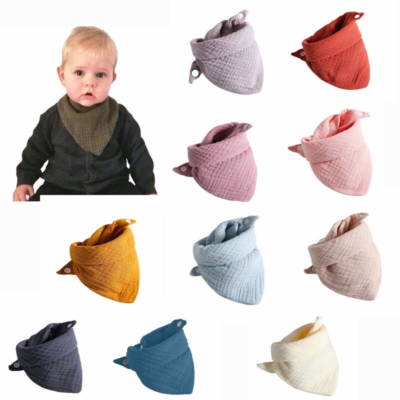 3 Pcs Baby Feeding Drool Bibs Saliva Towel for Triangle Scarves Bandana Soft Cotton Bibs Adjustable Button Burp Cloth for