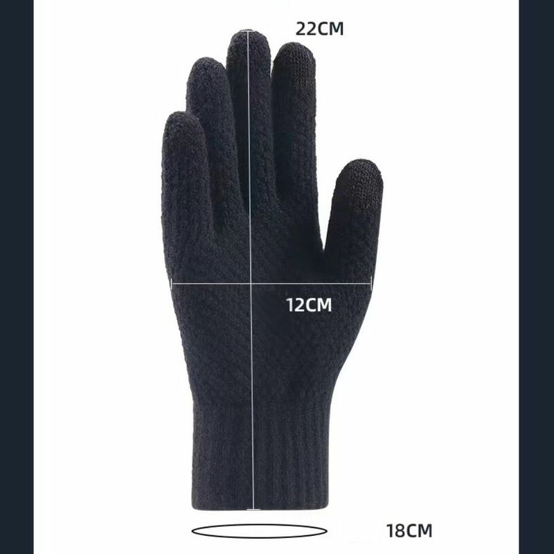 Solid Color Winter Knitted Gloves Korean Warm Plush Cycling Gloves Windproof Thickened Touch Screen Gloves Women