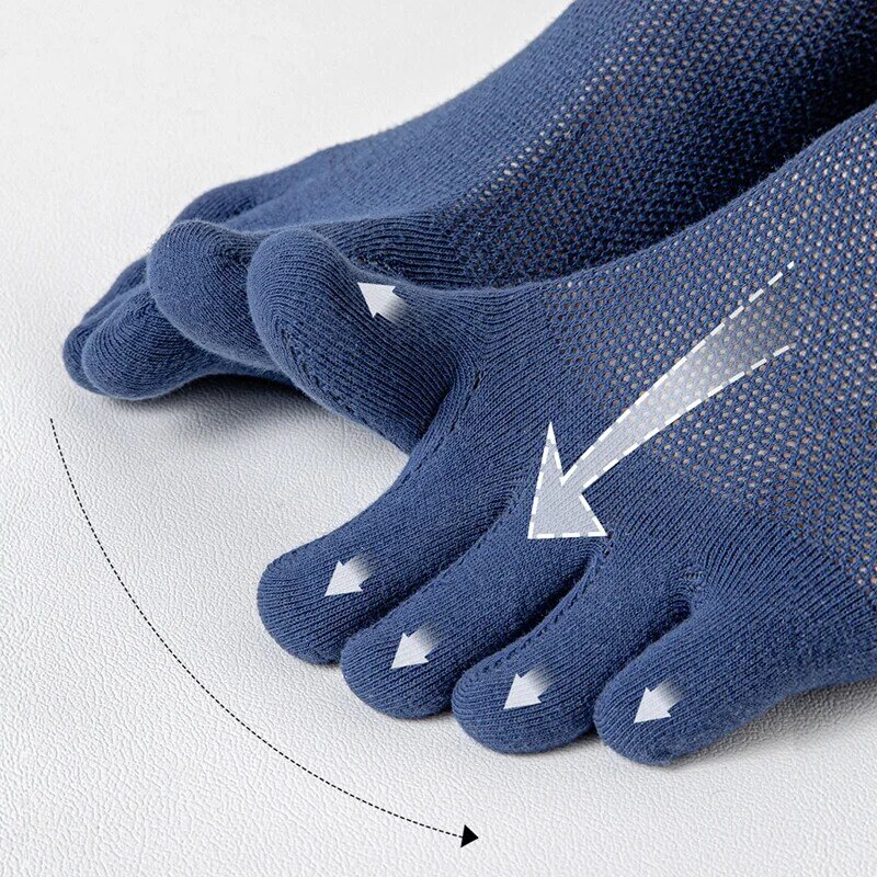3 pares de corrida masculino aberto toe meias elástico curto sólido algodão suor-absorvente homem cinco dedo invisível baixo corte barco tornozelo meia
