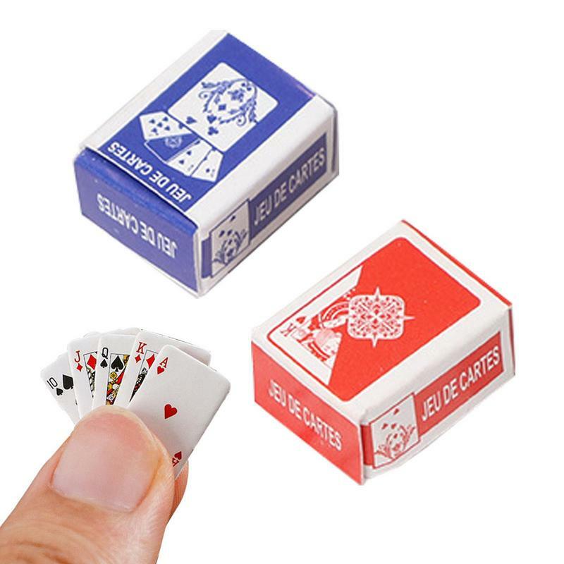 Mini talia kart karty do pokera mały rozmiar do miniaturowego domku dla lalek meble do domku dla lalek akcesoria dekoracyjne zabawki dla dorosłych