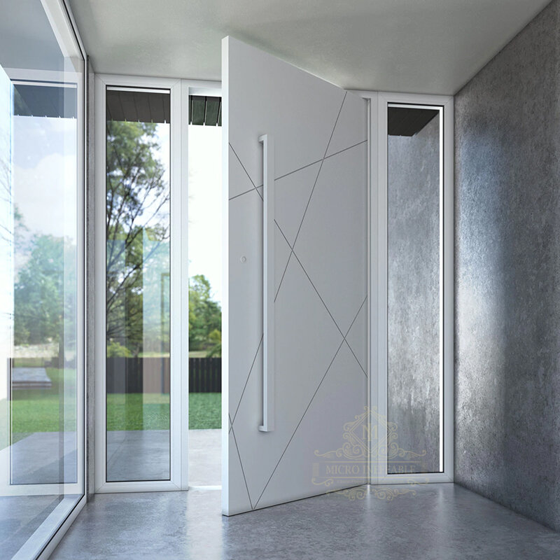 Деревянная поворотная дверь по индивидуальному размеру, сверхпрочная защита от кражи, наружная Центральная Поворотная дверь, Передняя входная дверь