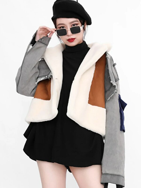 Женское шерстяное пальто DEAT, облегающее пальто с длинным рукавом, отложным воротником и шерстяной подкладкой, осень 2024, TD659