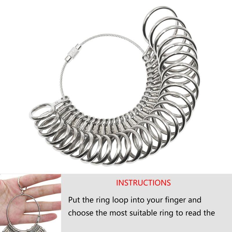 Niupika 4 pçs anel sizer com metal mandril dedo dimensionamento medição vara guage e borracha joalheiros martelo ferramenta