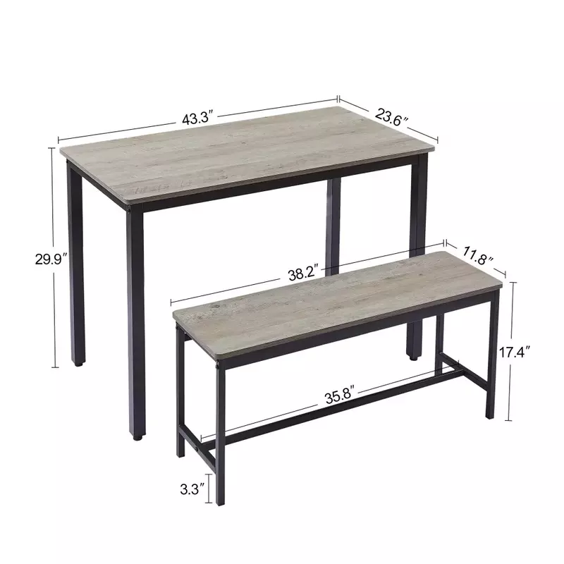 小さなダイニングテーブル,2つのベンチ,家庭用,灰色の家具,4