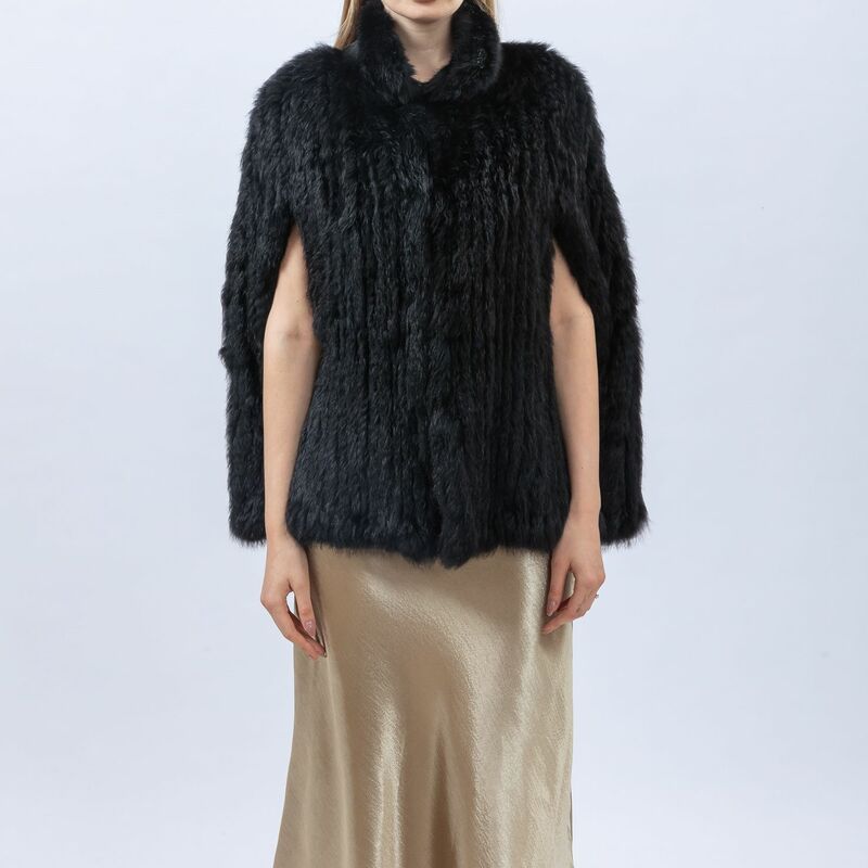 Genuine fur rabbit fur knitting shawl cape stole woman luxurious elegant  2023 autumn winter hot selling warm coat B230406