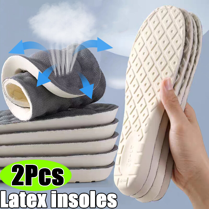 Soft Latex insoles Women Men Breathable Feet Care Sports Running Inserts Comfortable Deodorant Memory Foam Mesh Shoe Pad Cushion