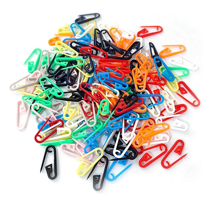 HOT-400PCS Color Plastic Safety Pin 2.3 Cm Black And White Rose Red Yellow Blue Green Small Mark Plastic Plastic Pin