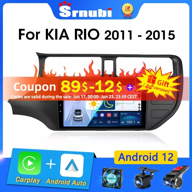 Srnubi-Android 12カーラジオ,マルチメディアプレーヤー,2ディン,CarPlay,ステレオ,GPS,wifi,DVD付き,Android 2011, 2012, 2013, 2014
