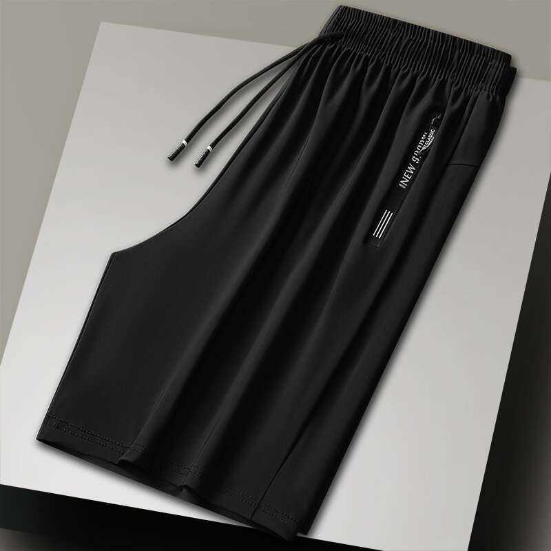 Шорты мужские из вискозы, тонкие свободные быстросохнущие штаны, доступны в черном и сером цвете, для бега, 8XL, на лето