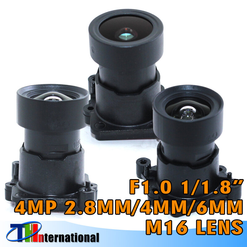 Lente de enfoque fijo a todo Color de 4MP F1.0 1/1, 8 "2,8mm/4mm/6mm, lente de superestrella M16 + soporte M16 para Chip de cámara IP HD AHD FHD