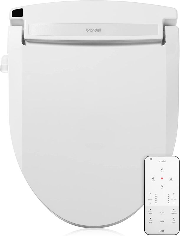Brondell LE99-EW LE99 Swash Electronic Bidet Seat, Fits Elongated Toilets, White – Lite-Touch Remote, Warm Air Dryer,Strong Wash