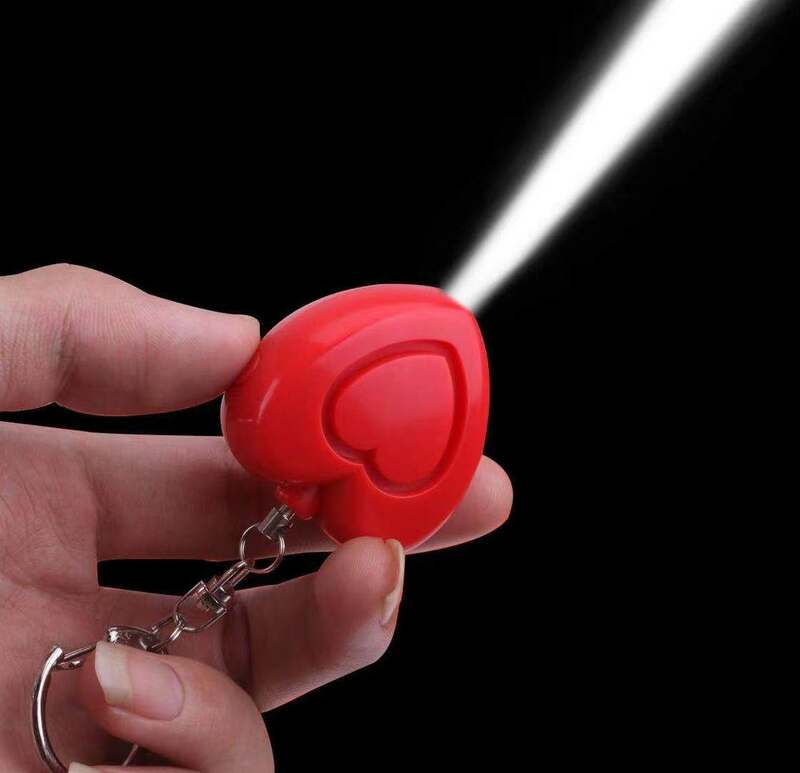 Small Personal Anti-Attack, Alarm and Alert Protection Keychain, DB, with LED Light Coy Heart-Shaped
