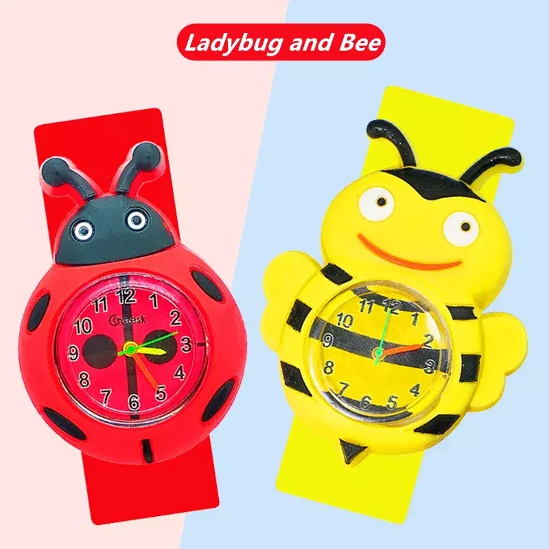 Детские часы От 3 до 14 лет Boy Girl, Мультяшные Божья коровка/Пчела/бабочка, детские цифровые электронные часы, детские часы для обучения, часы