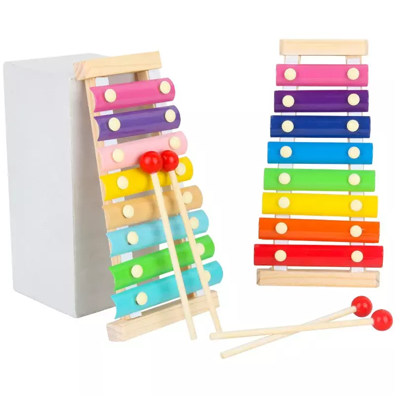 ألعاب آلة موسيقية خشبية زيلوفون متعددة الألوان للأطفال والرضع ، خشبية ، 8 نغمات ، ملحقات