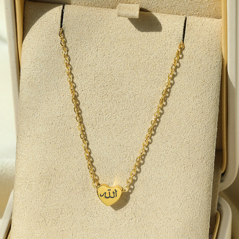 Personalizado carta amor deus paciência em árabe colares mulheres jóias islâmicas aço inoxidável allah pingente collier femme bff