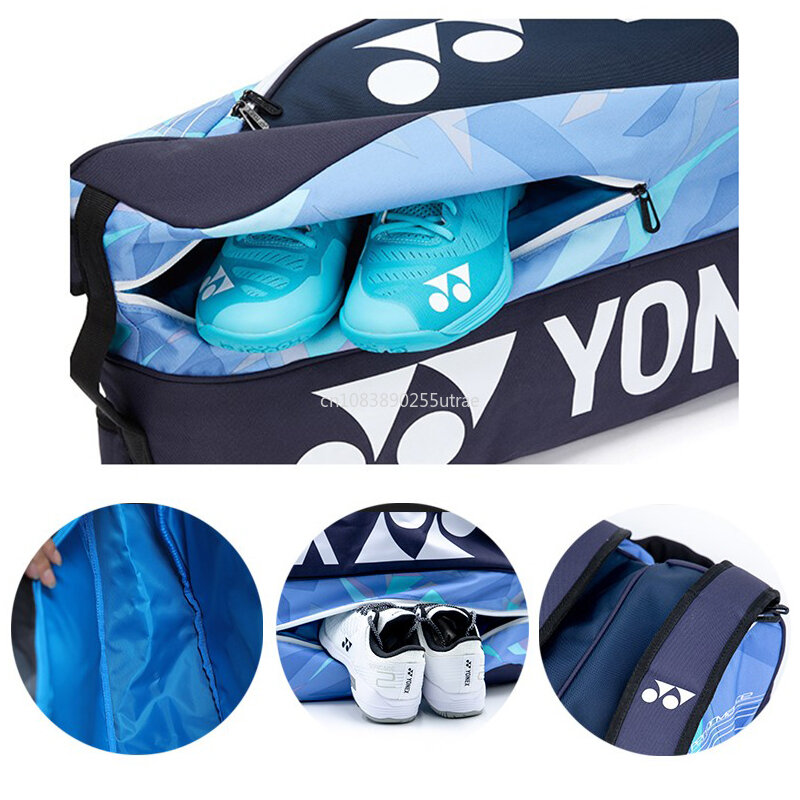 Yonexプロフェッショナルスポーツバッグ、女性と男性のための独立した靴コンパートメント、ツアーエディション、yonex、6ブラケット