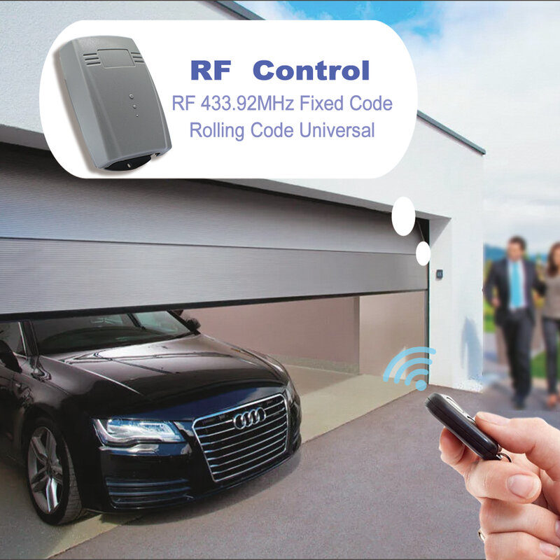 Controle remoto sem fio universal para porta de garagem e portão, receptor de relé RF e transmissor, 433MHz, AC, DC, 7-32V, 220V, 2CH